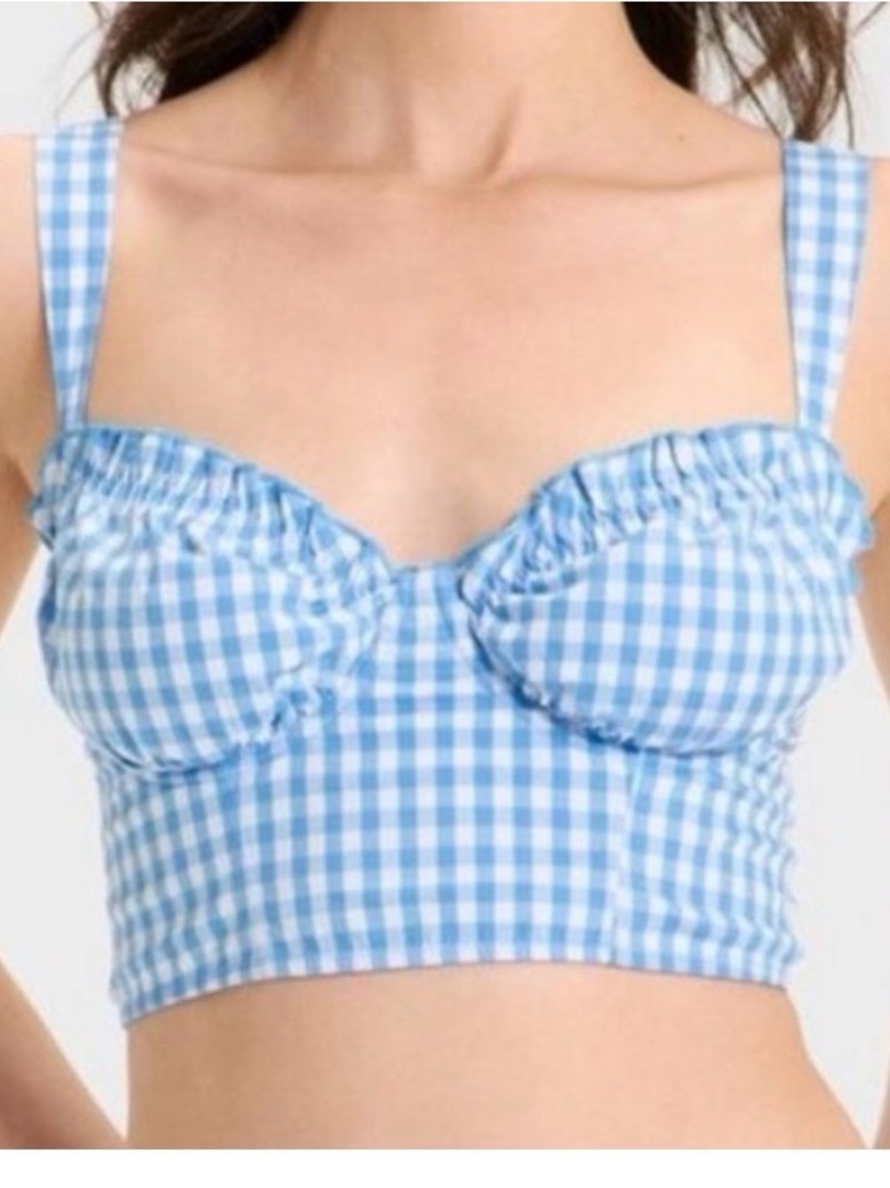 Colsie Blue Gingham Crop Top